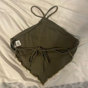 Backless army green bandana top